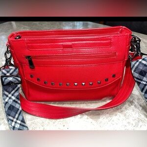 Lug Red Vegan Leather Poppy Pacer Crossbody Purse